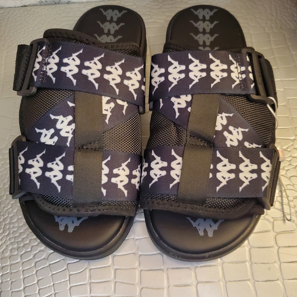 Kappa NWOT 222 Banda 1  Black and White Slide Sandals Size 6.5 - Picture 10 of 16
